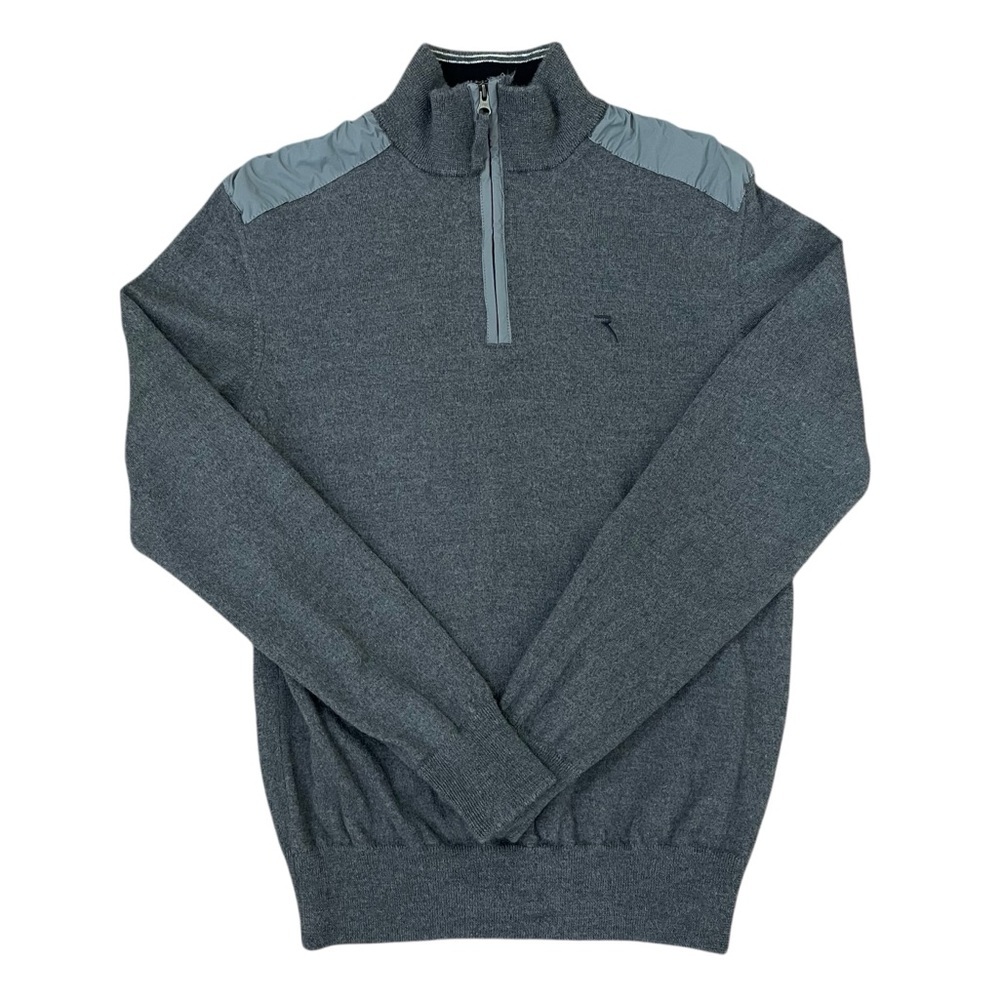 Chervo Men's Quarter-Zip Sweater Gray Merino Wool Blend Made in Italy